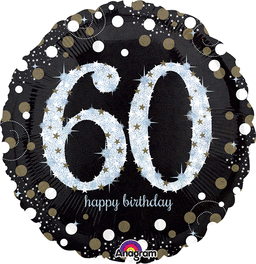 60th Birthday Balloon -Sparkling Celebration, 18in